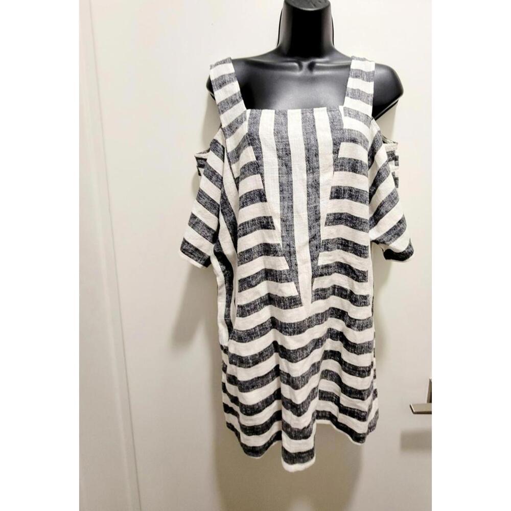 Soft Surroundings Sunset Tunic Top Womens XS Linen Blend Cold Shoulder